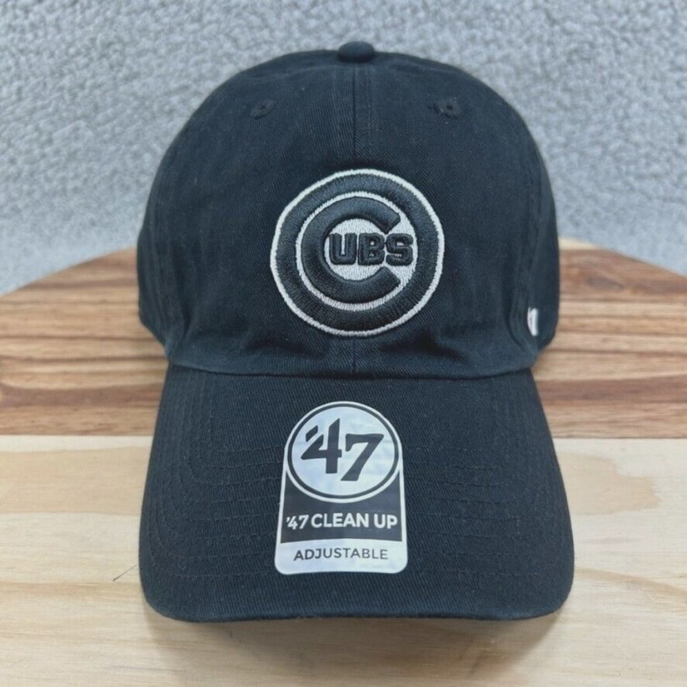NEW '47 Chicago Cubs Black MLB Baseball Clean Up Adjustable Hat Cap